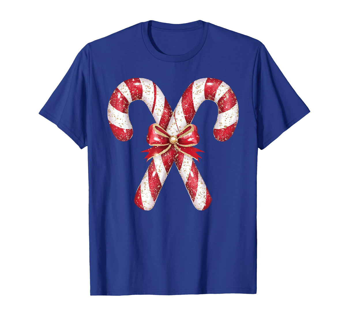 Retro Coquette Bow Candy Cane Christmas Season Girls Womens T-Shirt