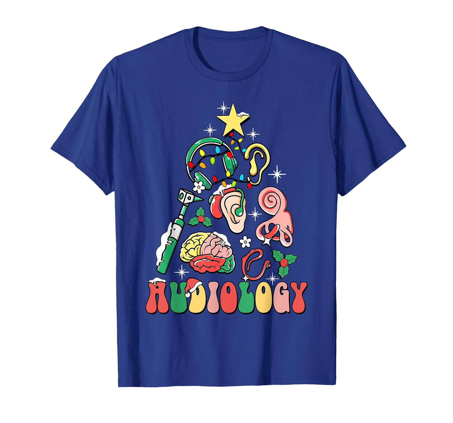 Audiology Christmas Tree Audiologist Squad Healthcare Worker T-Shirt