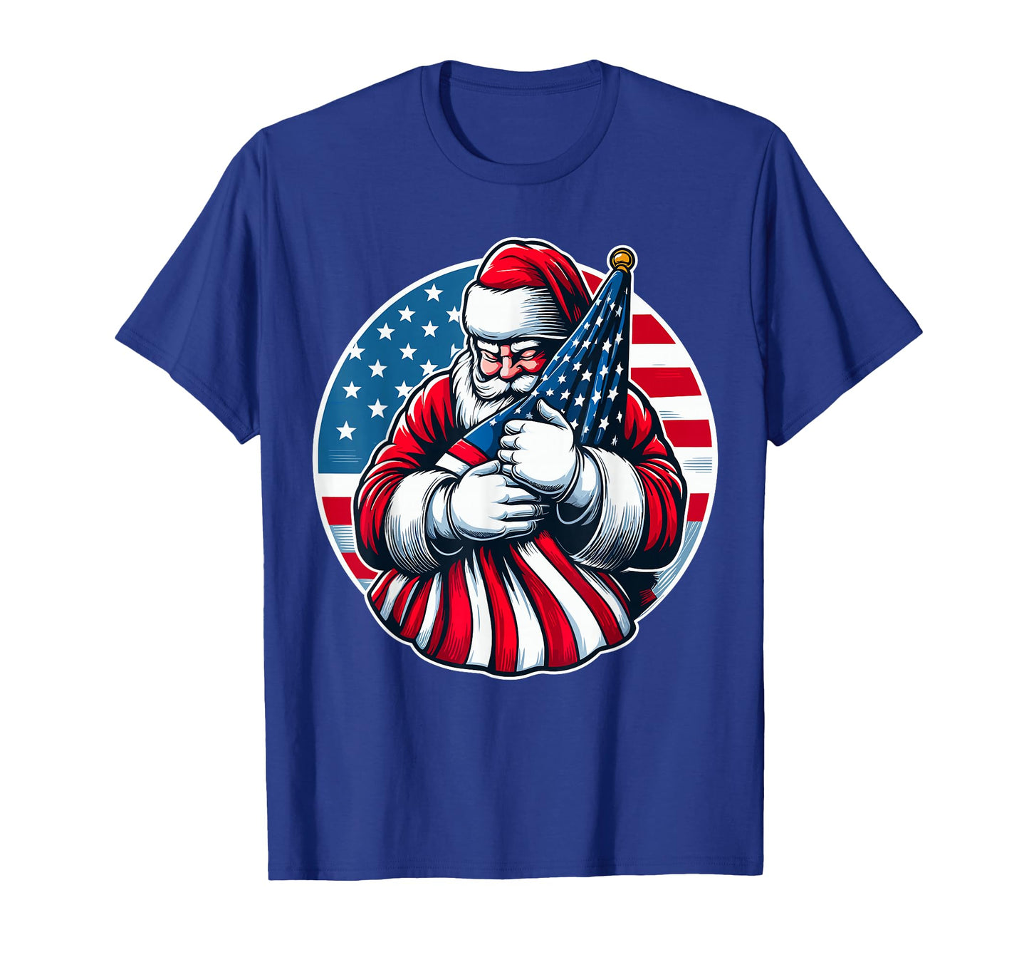 Patriotic Santa Claus For Men Women USA Flag Christmas T-Shirt