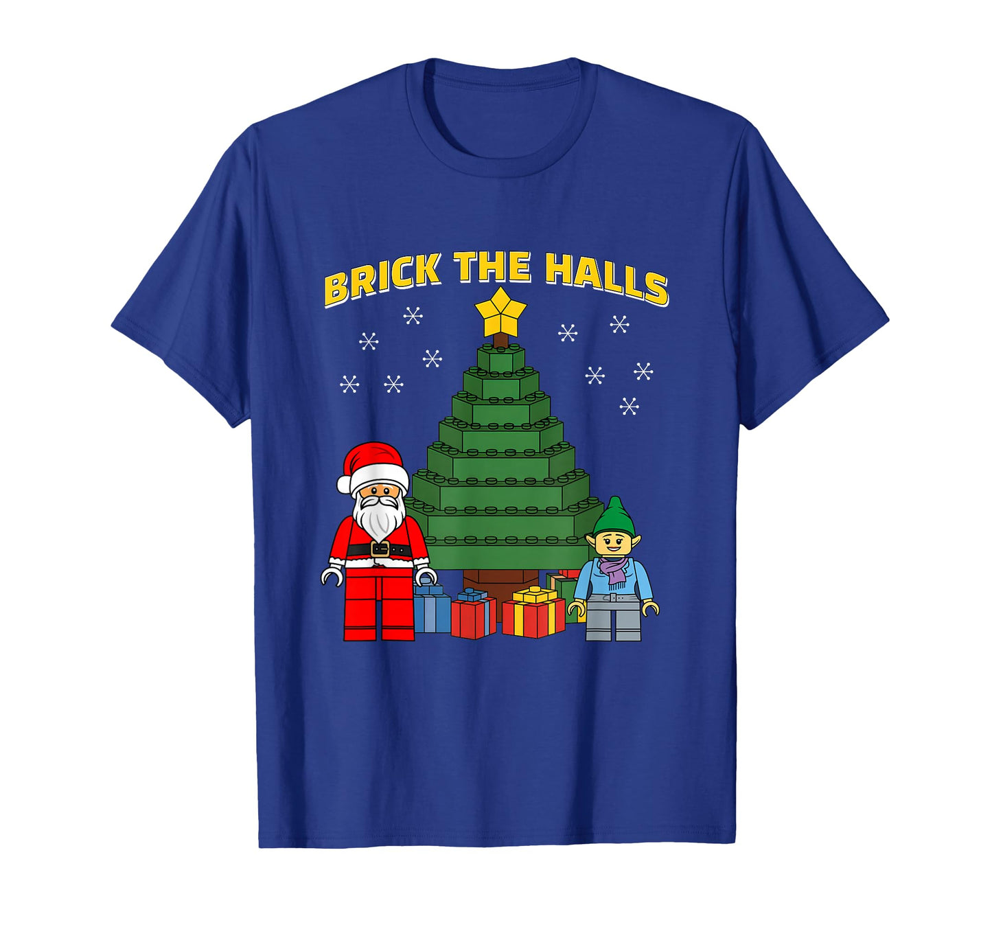 Christmas Building Bricks Brick The Halls Block Builder T-Shirt