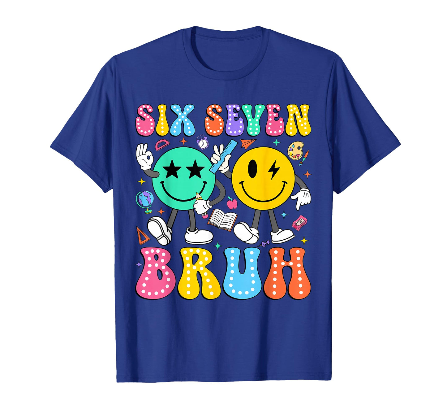67 Days of School Six Seven Bruh Meme Smile Face Boy Kids T-Shirt