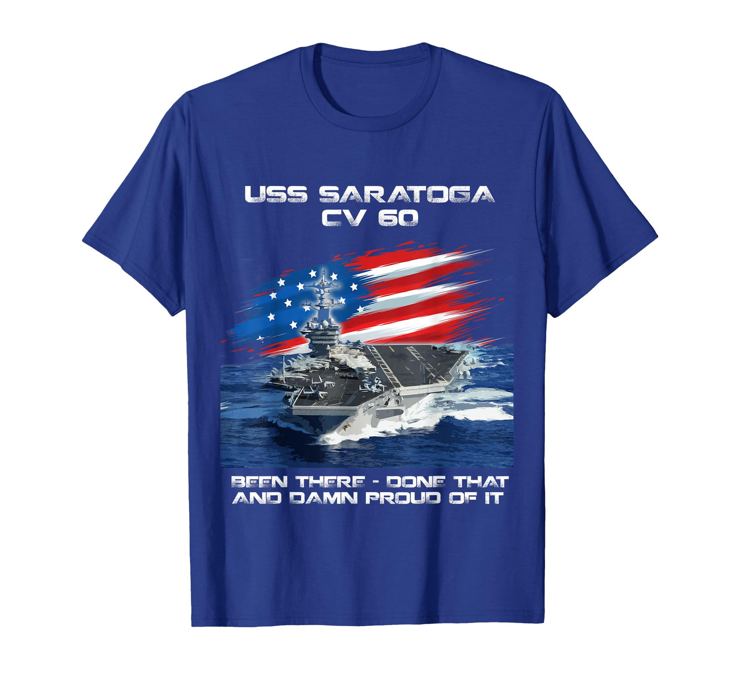 USS Saratoga CV 60 Aircraft Carrier Veteran USA Flag Xmas T-Shirt