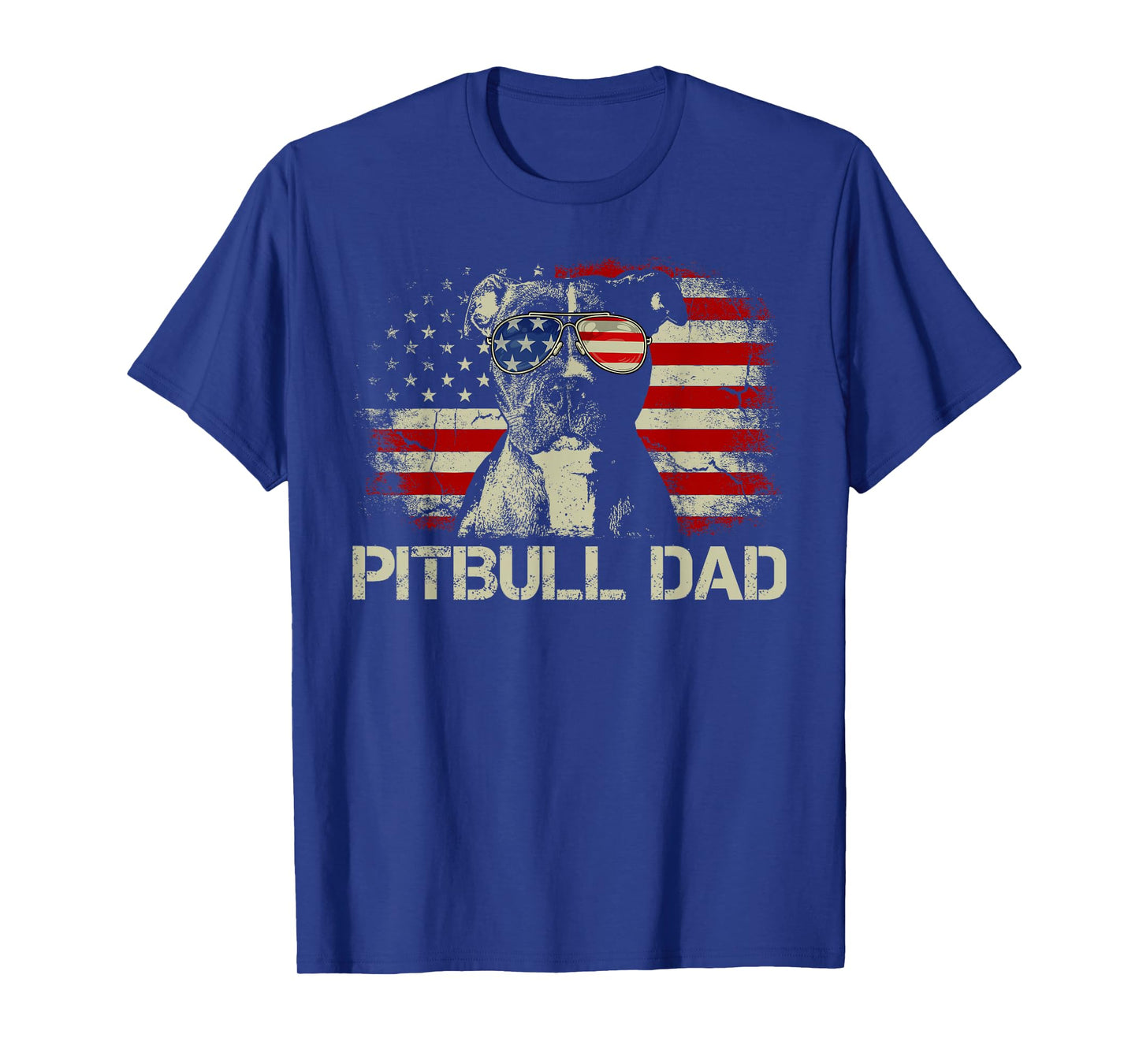 Best Pitbull Dad Ever Shirt American Flag 4th of July Gift T-Shirt