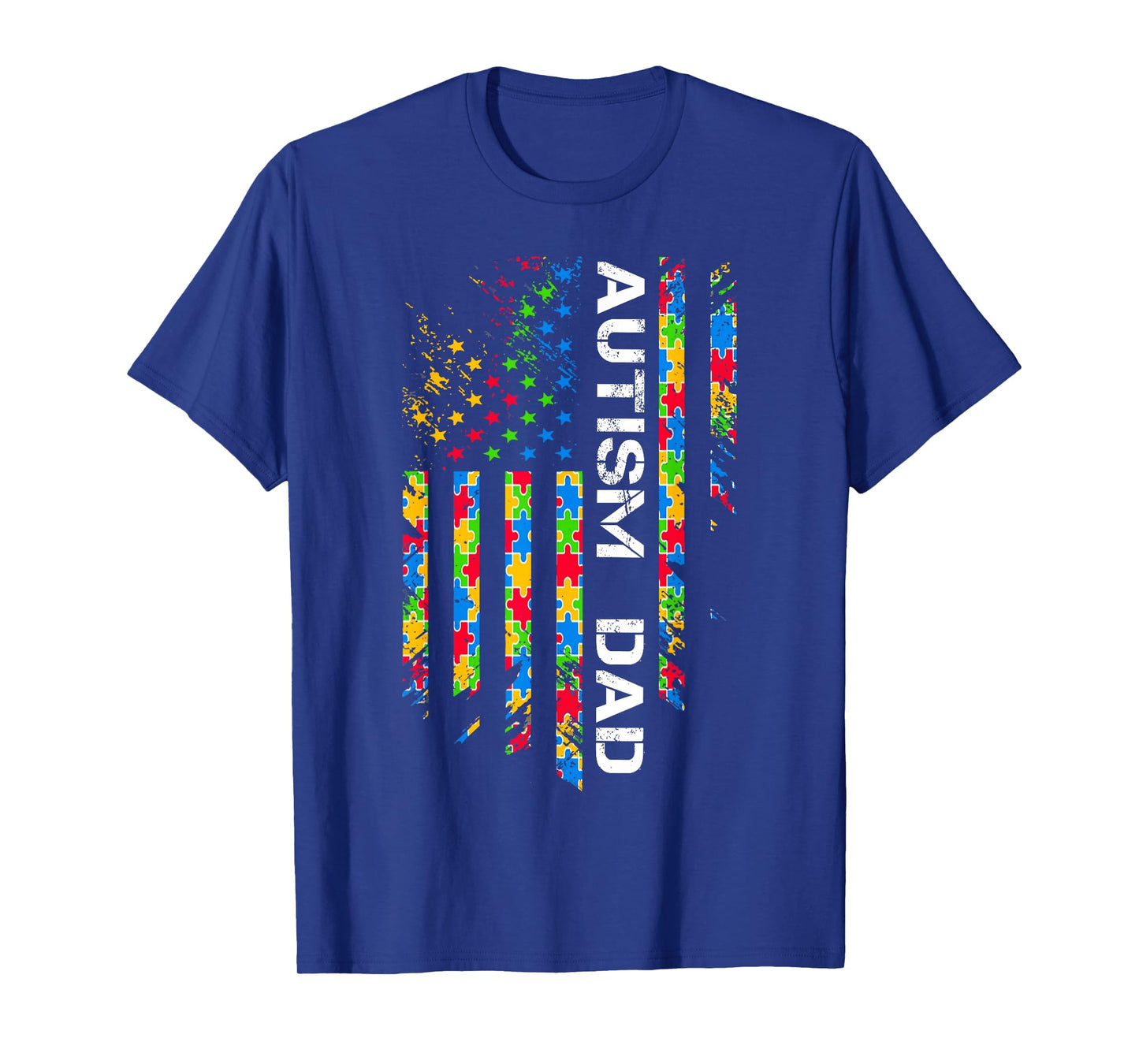 Autism Dad Awareness American Flag USA T-Shirt