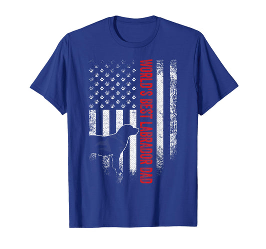 Vintage American Flag World's Best Labrador Retriever Dad Women Men T-Shirt