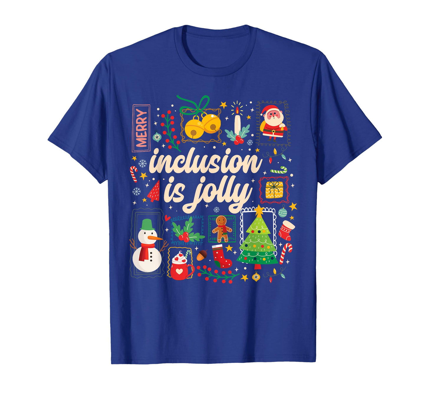 Inclusion is Jolly SPED Teacher Christmas Stamp Style T-Shirt