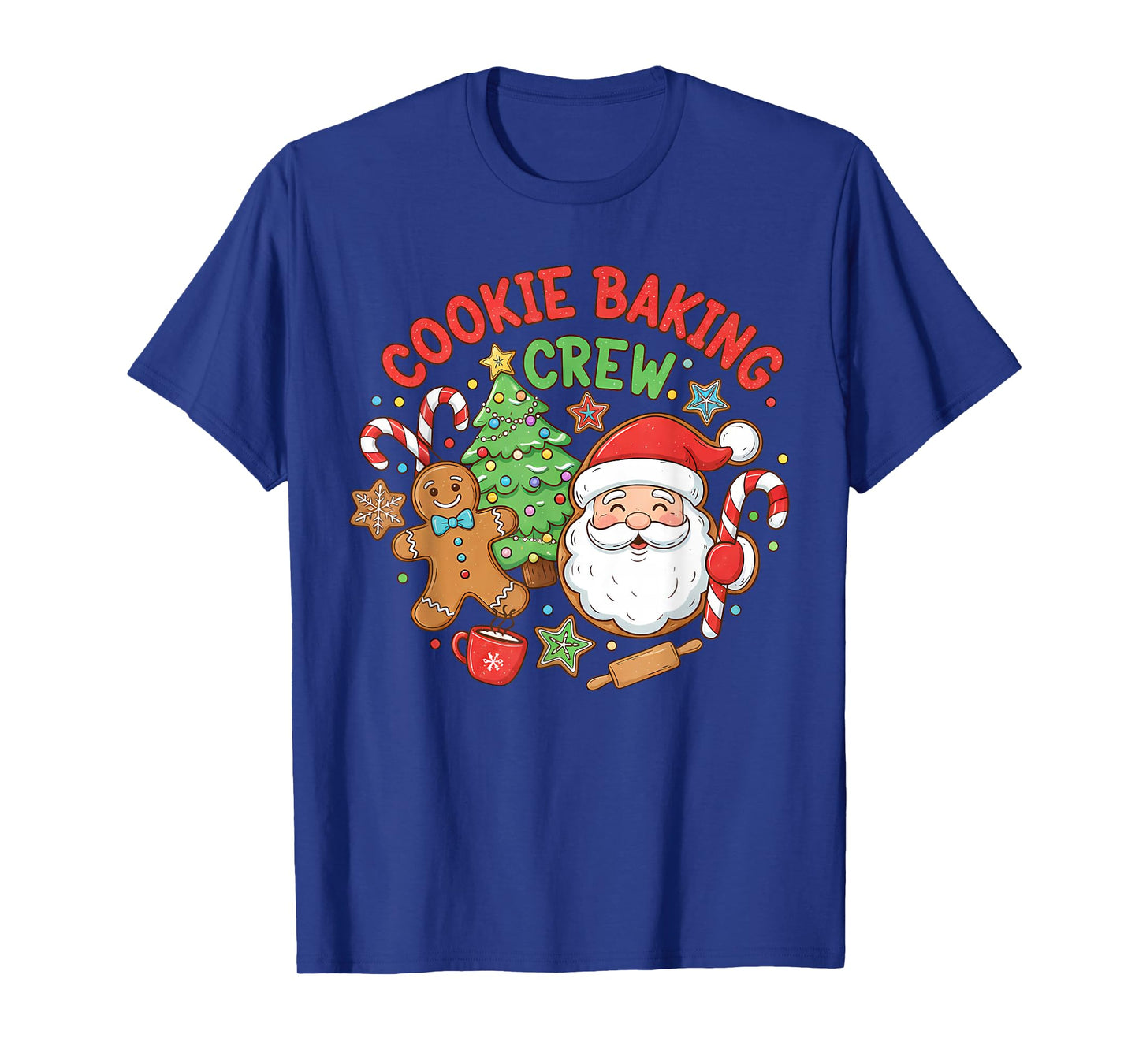 Cute Cookie Baking Crew Santa Gingerbread Man Women Kids T-Shirt