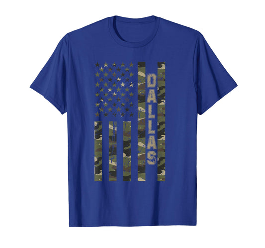 Dallas United States Distressed Camo w US Flag T-Shirt