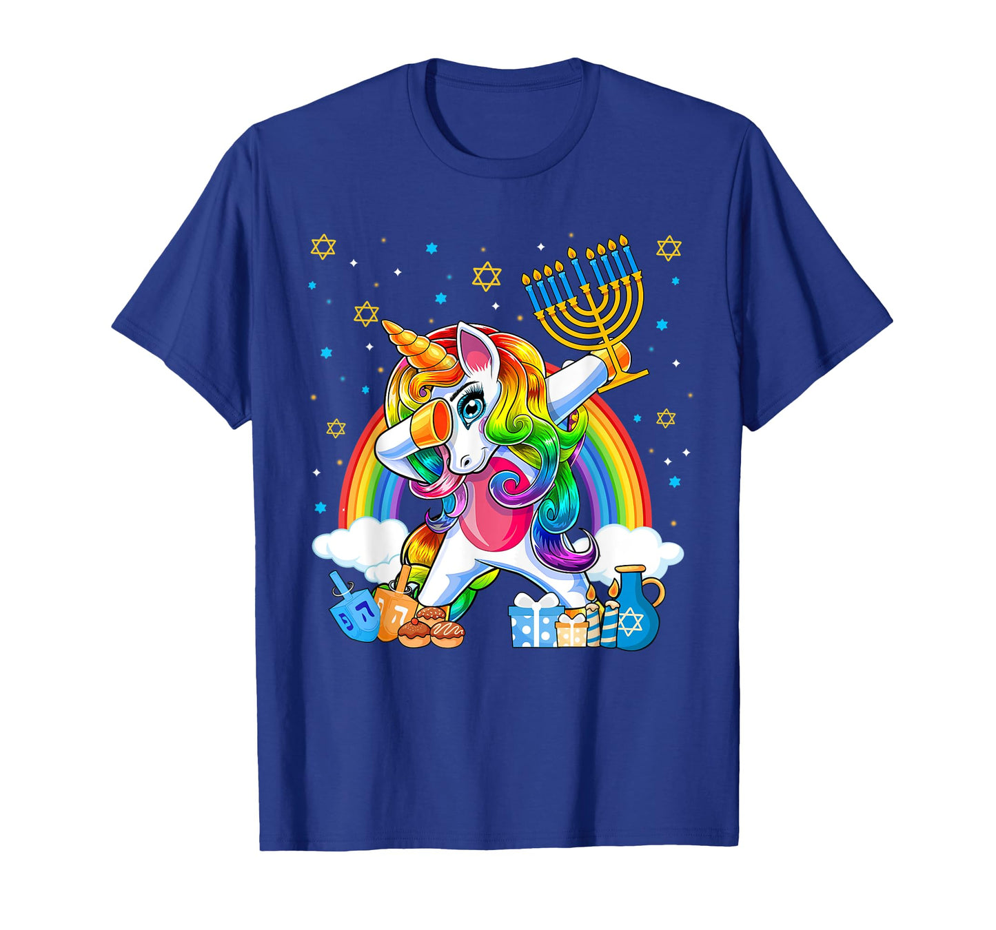 Happy Hanukkah Dabbing Unicorn Girls Chanukah Jewish T-Shirt
