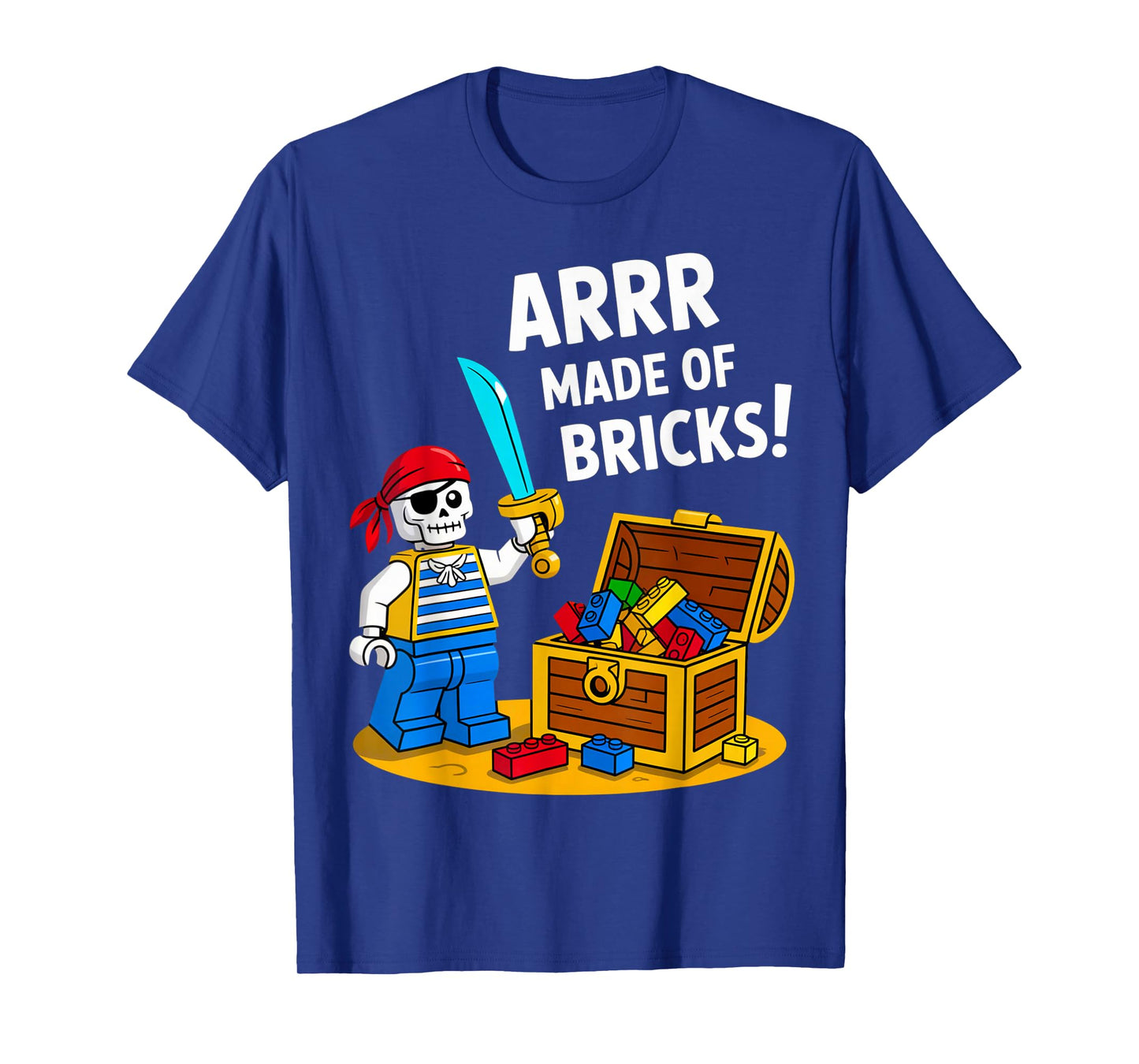 Halloween Bricks Pirate Skeleton Builder Blocks Building Toy T-Shirt