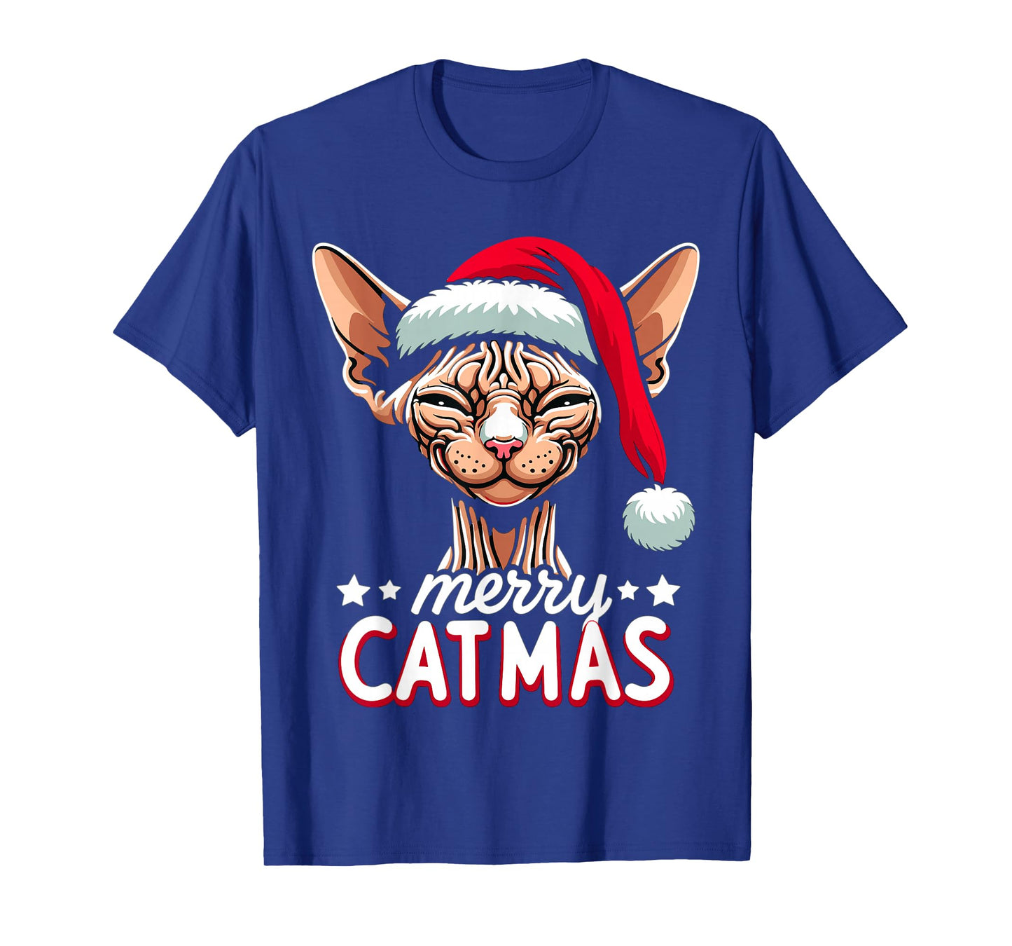 Christmas Sphynx Cat Merry Catmas Santa Hat Xmas T-Shirt