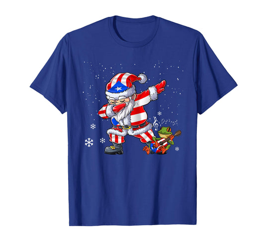 Dabbing Puerto Rico Santa Claus Christmas Boys Men Funny Dab T-Shirt