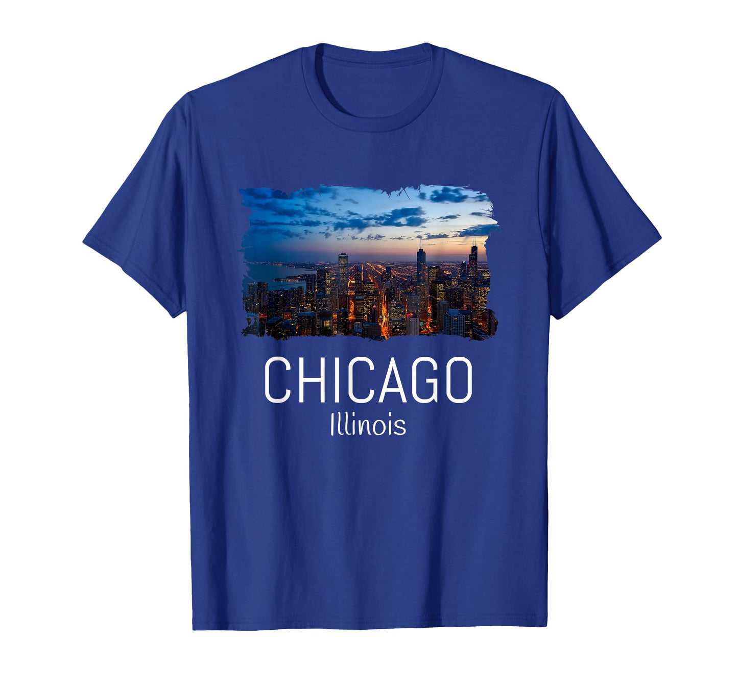 Chicago Skyline At Night Cool Souvenir Chicago Illinois T-Shirt