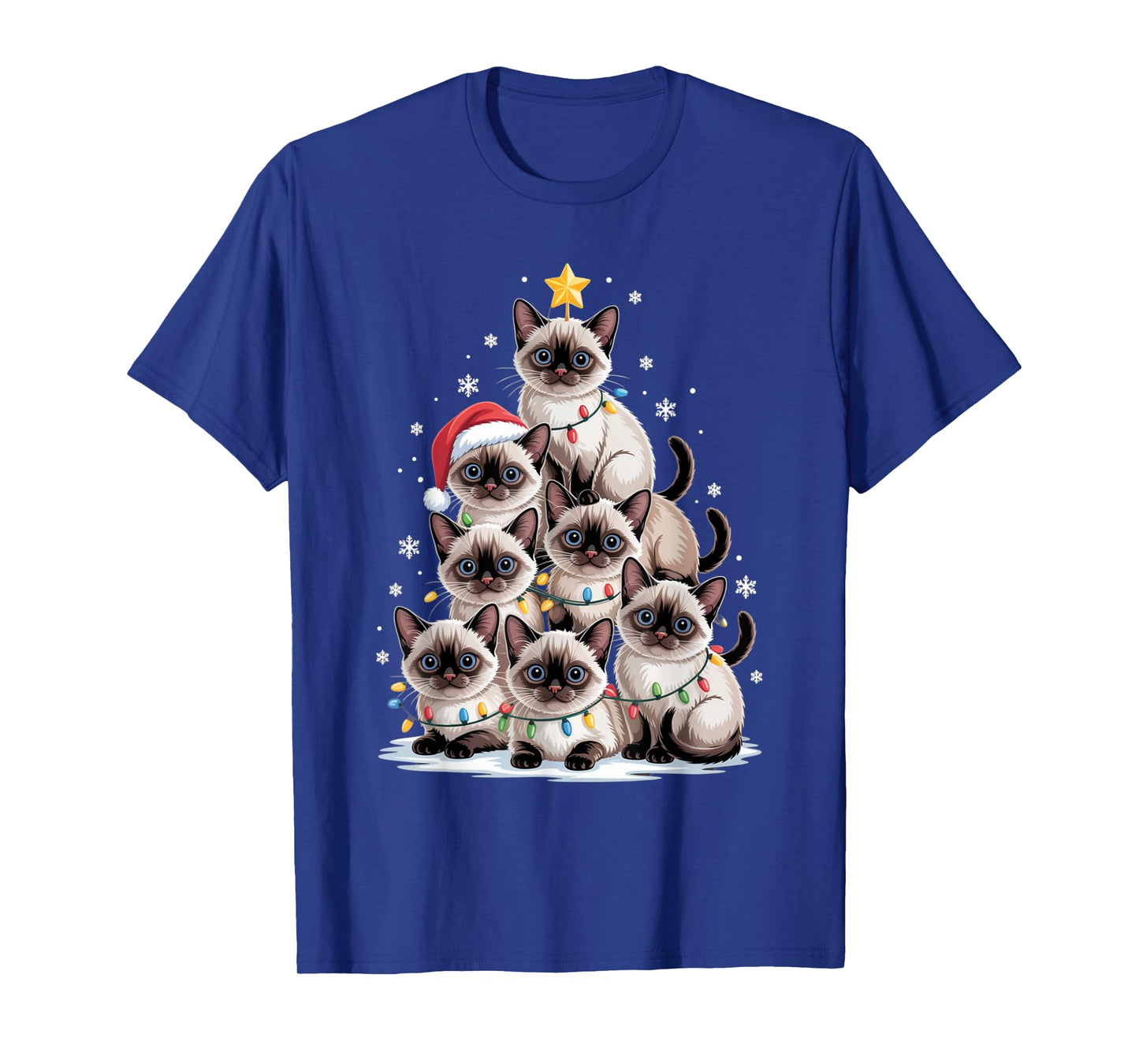 Christmas Siamese Cat Pet Xmas Santa Hat T-Shirt