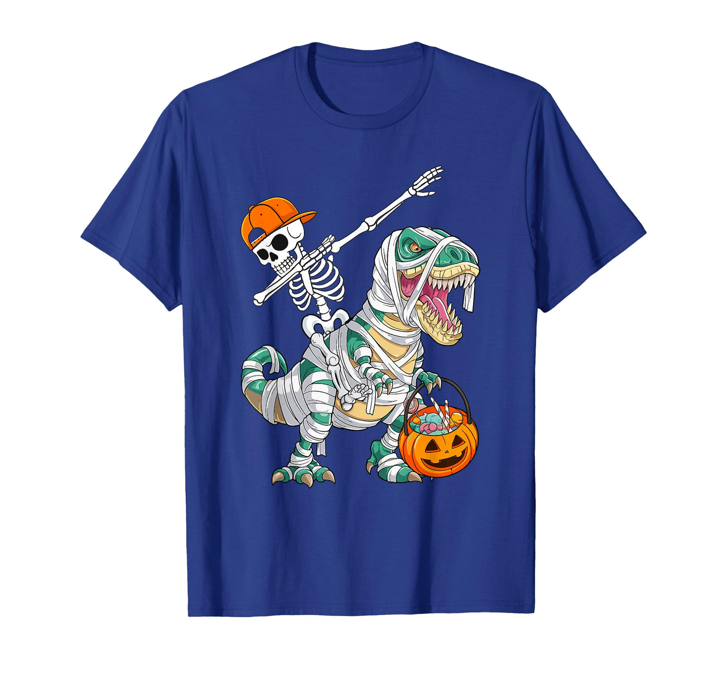 Skeleton Riding Dancing Dab Dinosaur T rex Halloween Funny T-Shirt