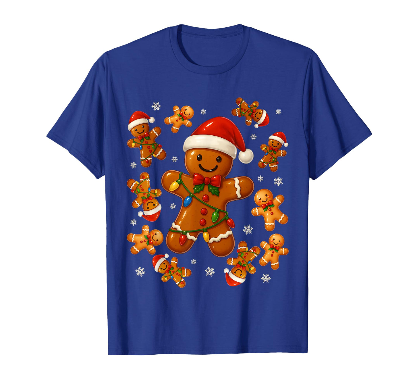 Cute Gingerbread Snowflake Christmas Xmas Kids Boys Girls T-Shirt