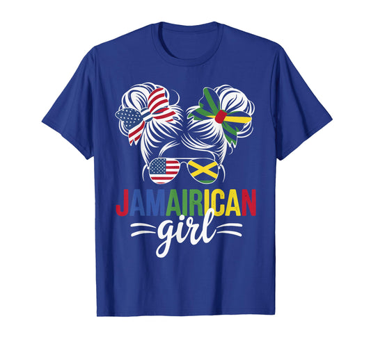 Half American Half Jamaican USA Flag Jamaica America T-Shirt