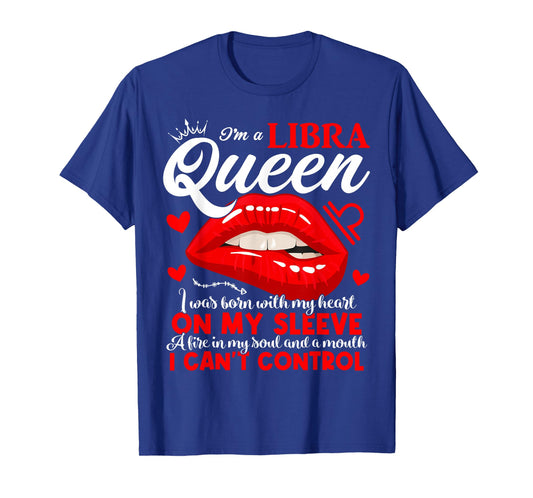 Libra Queen September October Birthday Libra Zodiac Sign Lip T-Shirt