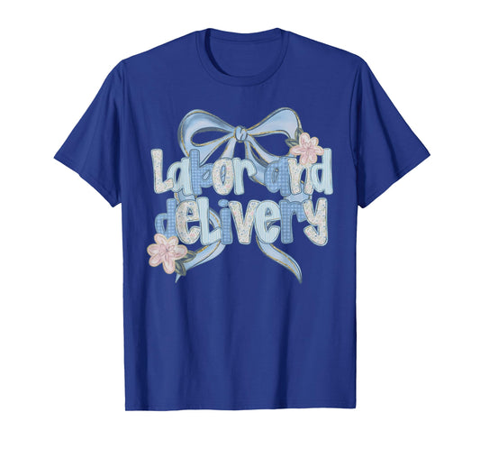 Coquette Bow Labor And Delivery Flower Obstetric Nurse OB RN T-Shirt