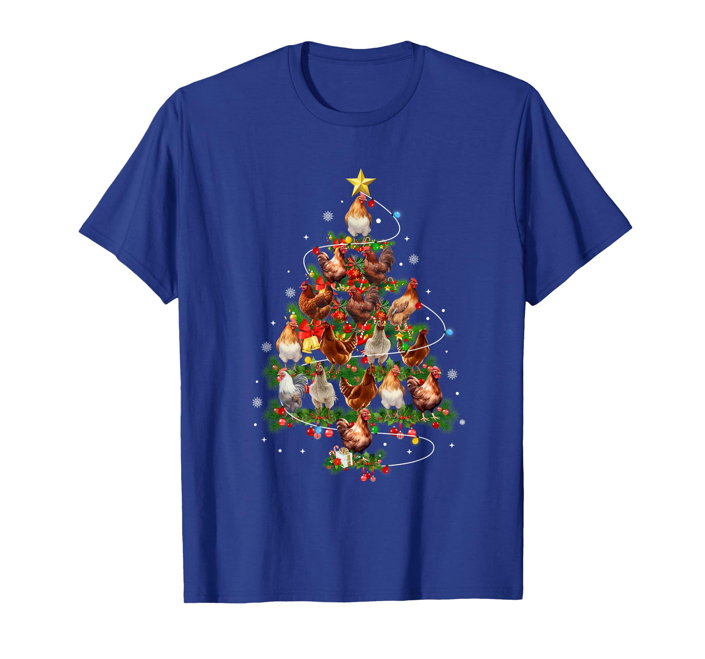 Chicken Christmas Tree Lights Santa Hat Xmas Chicken Lover T-Shirt