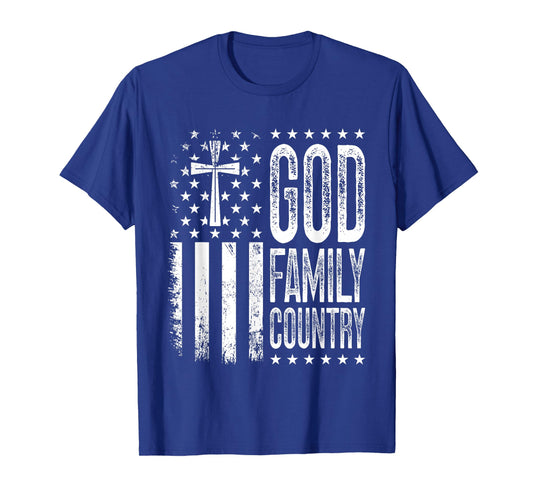 God Family Country - Patriotic Christian US Flag T-Shirt
