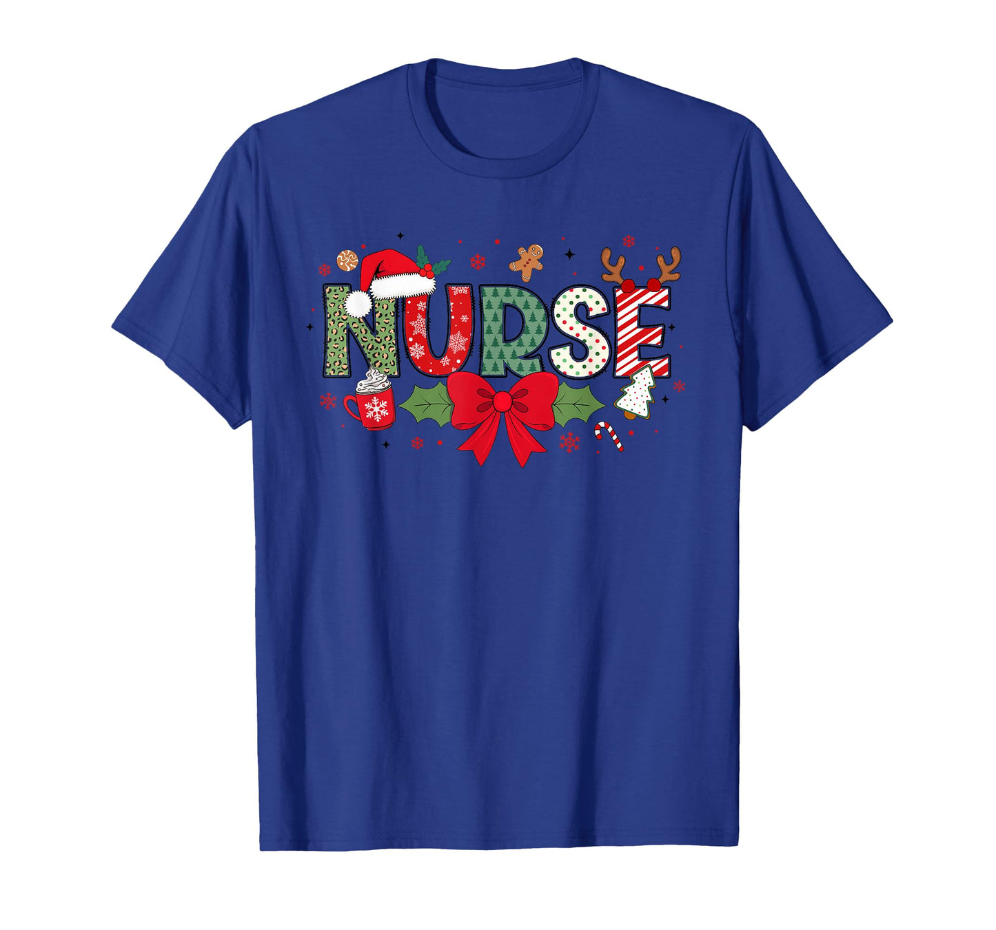 Christmas Nurse Coquette Bow Nurse Claus Christmas Tree Cake T-Shirt