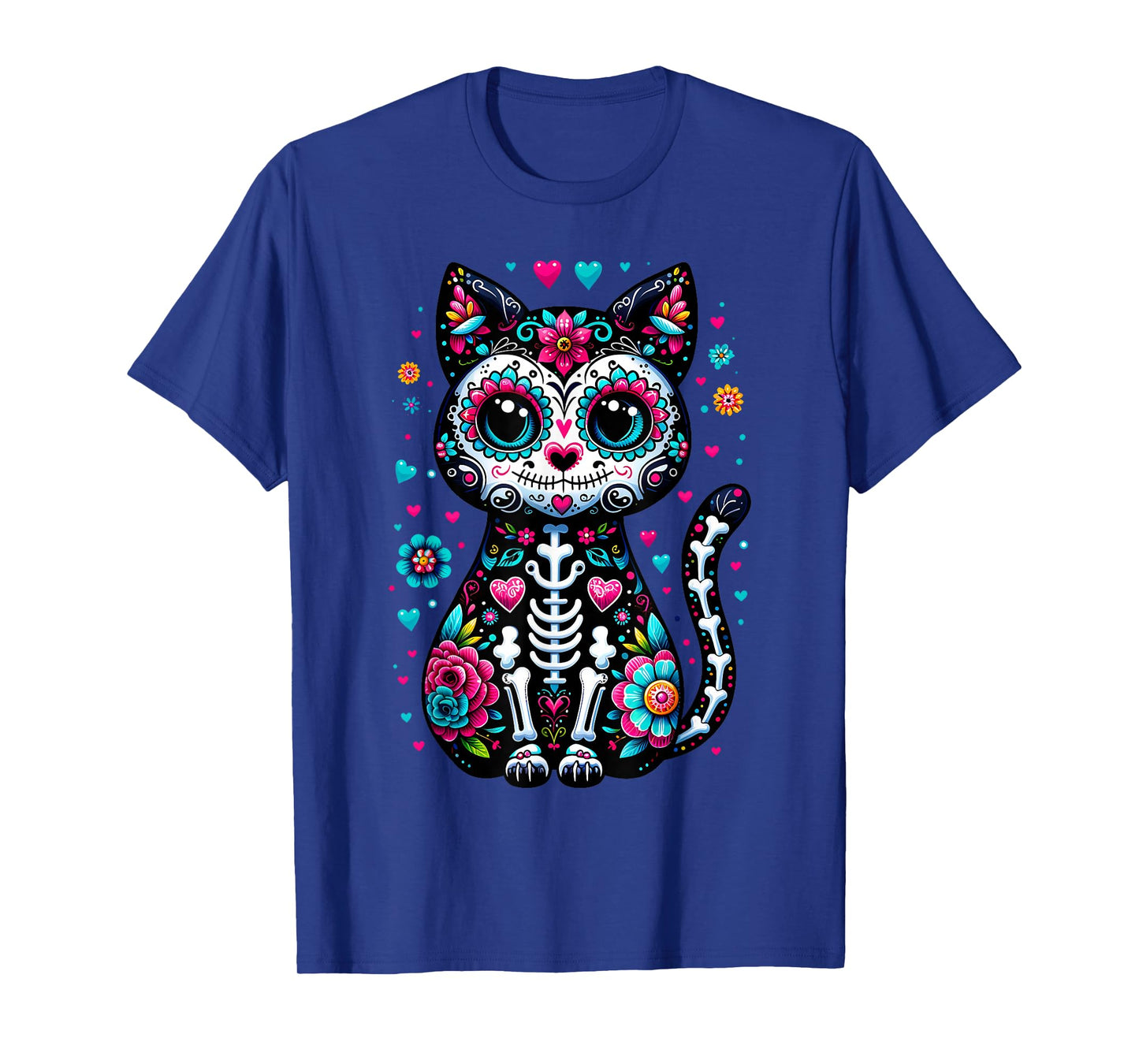 Dia De Los Muertos Cinco De Mayo Cat Sugar Skull Men Women T-Shirt