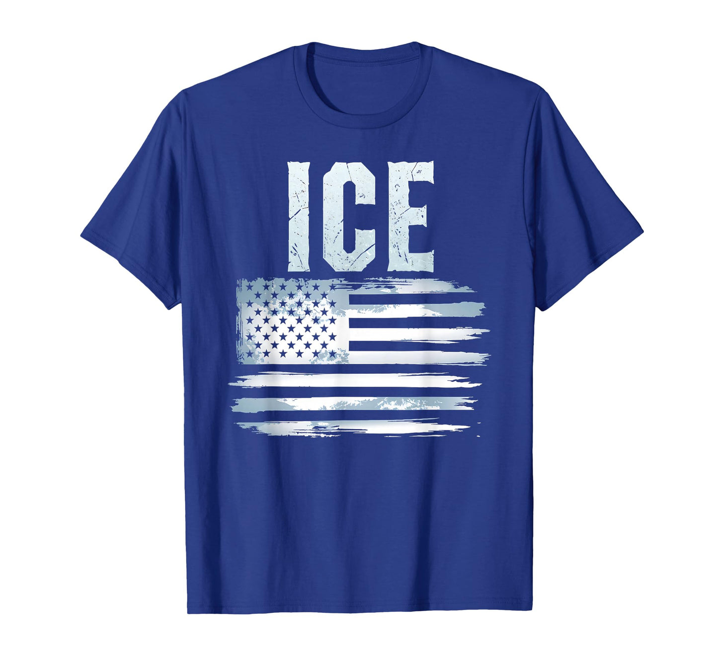 ICE American Flag USA Bold Distressed Police T-Shirt
