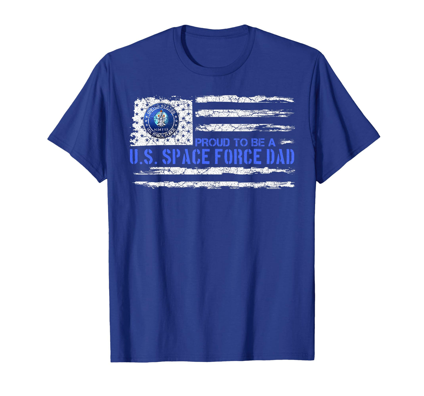 Vintage USA American Flag Proud To Be A US Space Force Dad T-Shirt