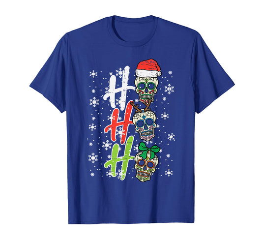 Christmas Sugar Skull Ho Ho Ho Xmas Mexican Men Women Kids T-Shirt