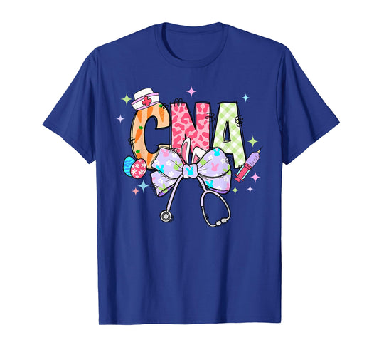 Coquette Bow Stethoscope CNA Nurse Happy Easter Day T-Shirt