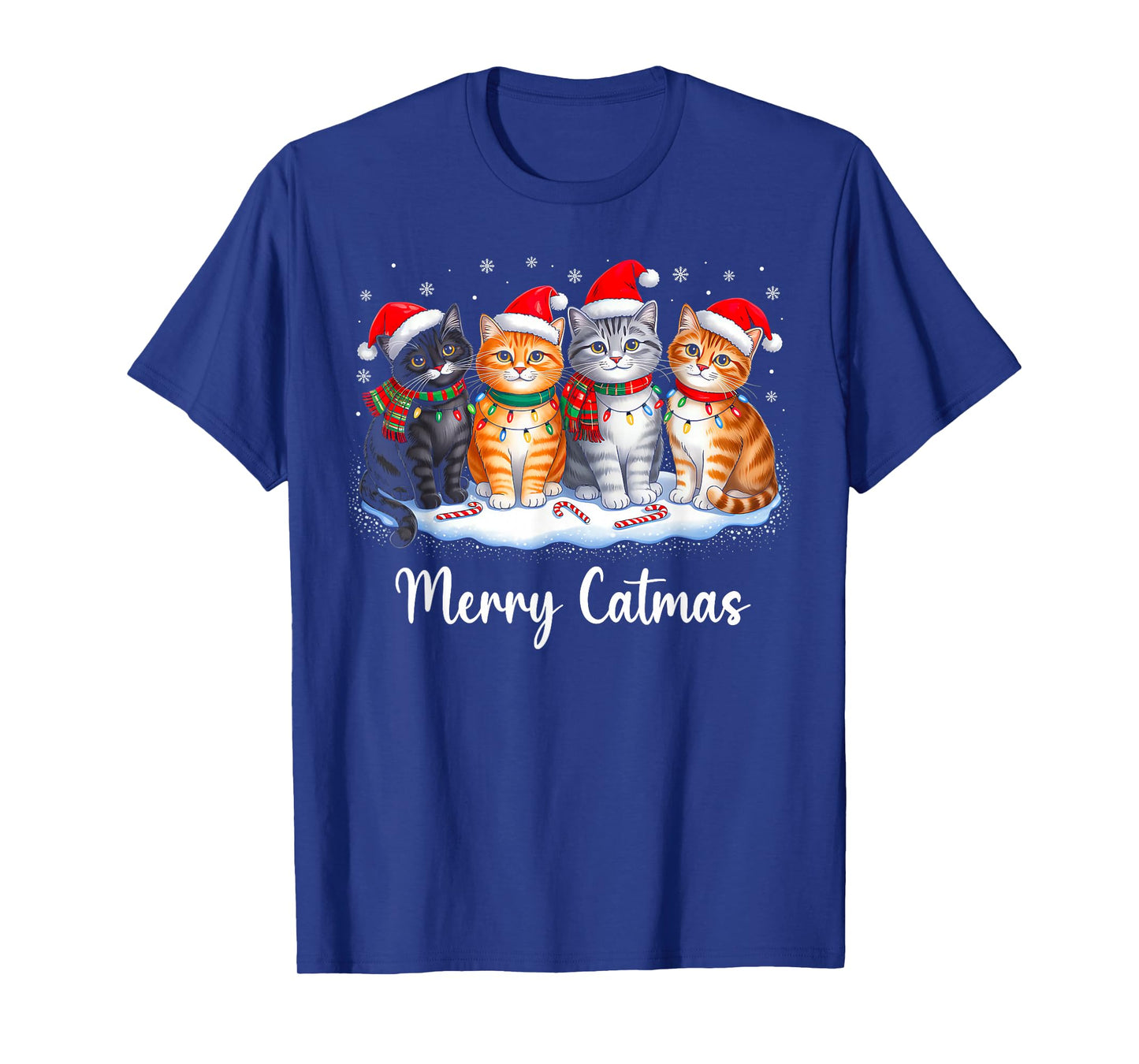 Merry Catmas Cat Christmas Lights Xmas Pajamas Cat Lover T-Shirt
