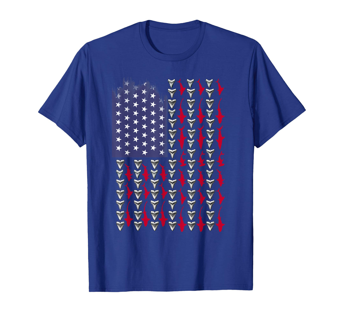 Sharks and Shark Teeth American Flag T-Shirt