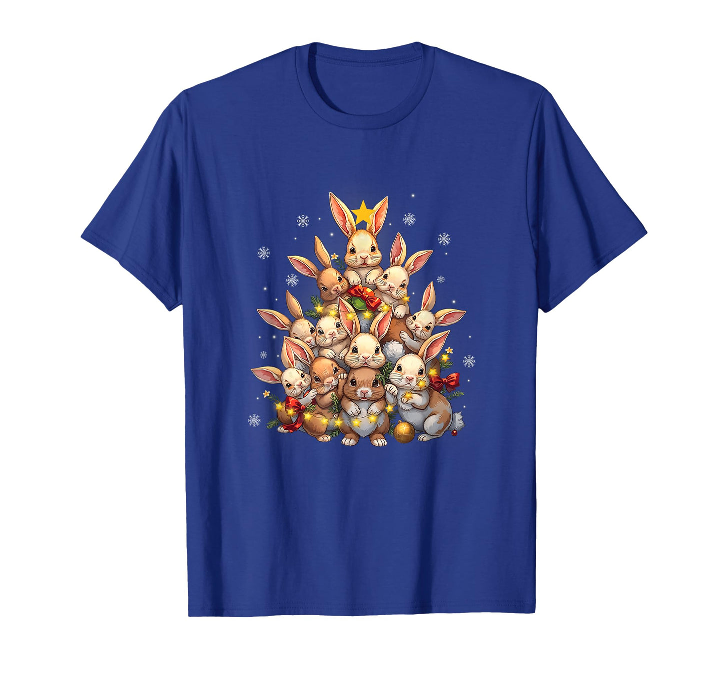 Cute Rabbit Bunny Christmas Tree Xmas Lights Kids Adults T-Shirt
