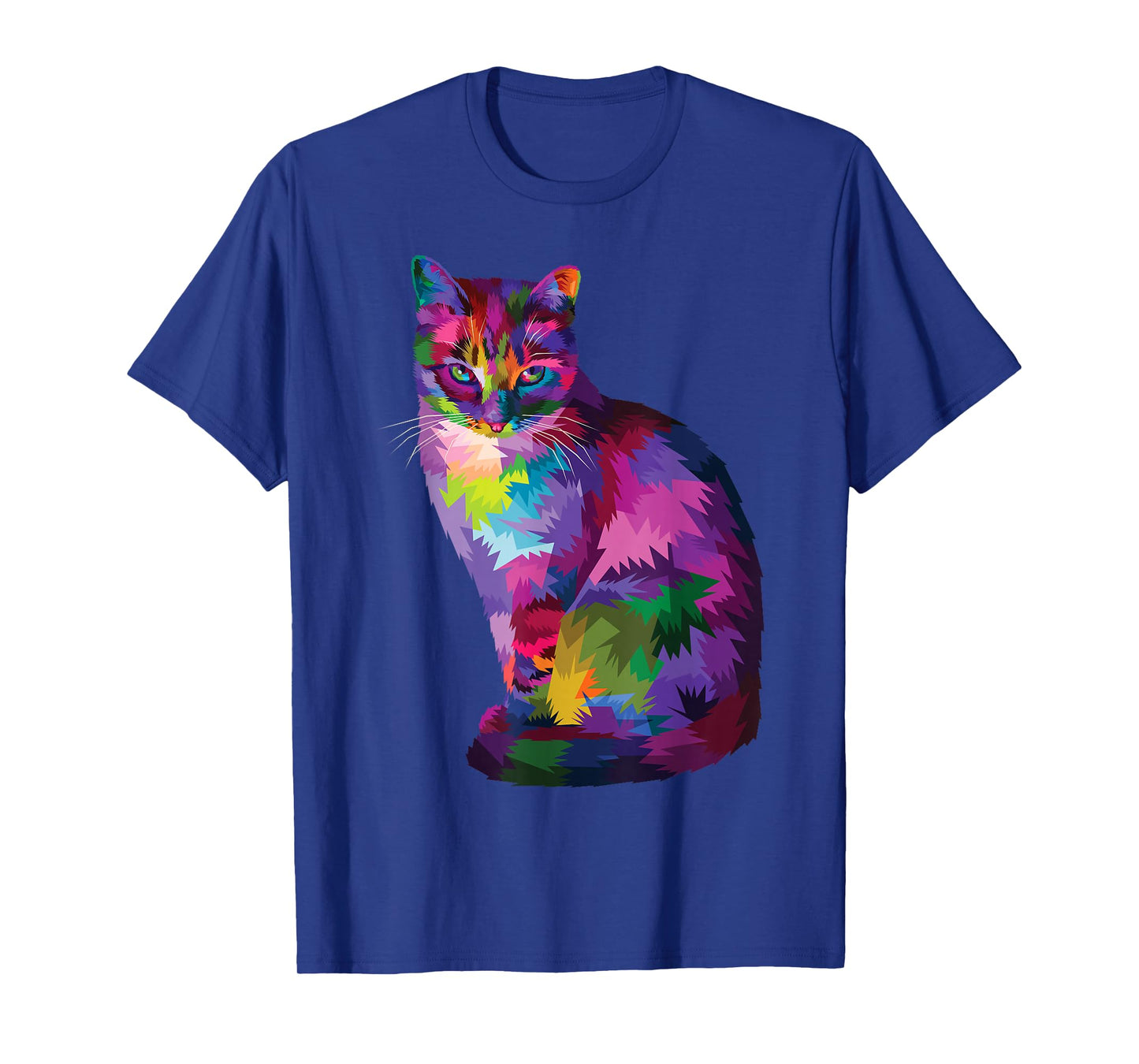 Rainbow Tabby Cat Vibrant Feline Spectrum Kitty Portrait T-Shirt
