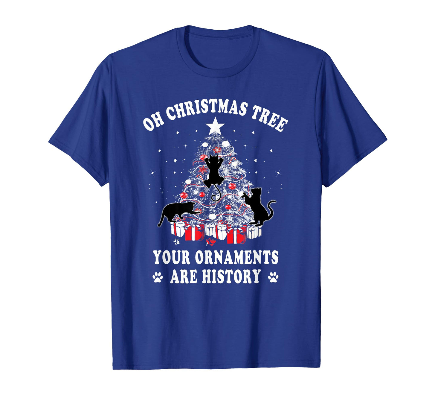Funny Christmas Tree Your Ornaments Are History Cat Lover T-Shirt