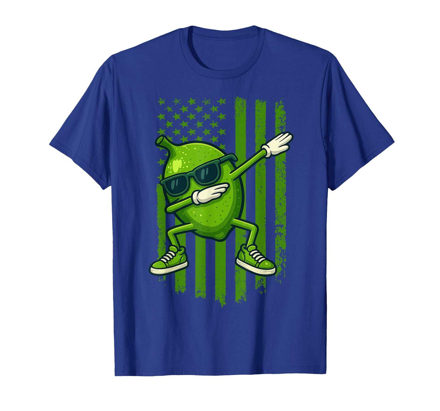 Graphic Lime Retro American Flag Dabbing Lime Lover T-Shirt