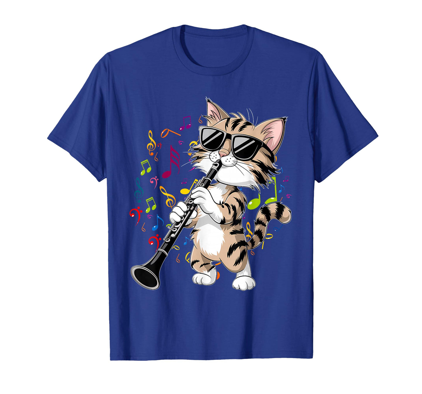 Funny Cat Wearing Sunglasses Playing Clarinet T-Shirt