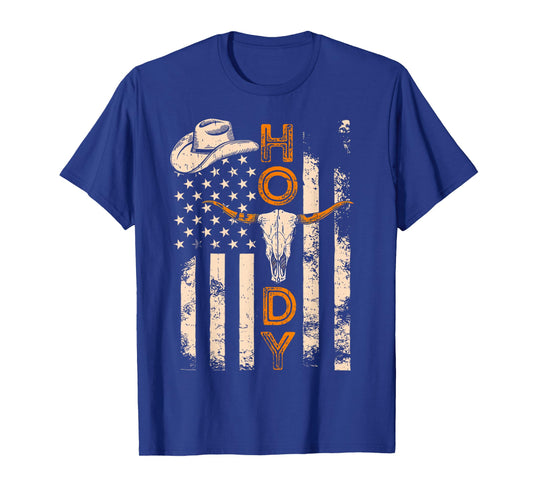 Western Country Rodeo Southern Howdy Cowboy American Flag T-Shirt
