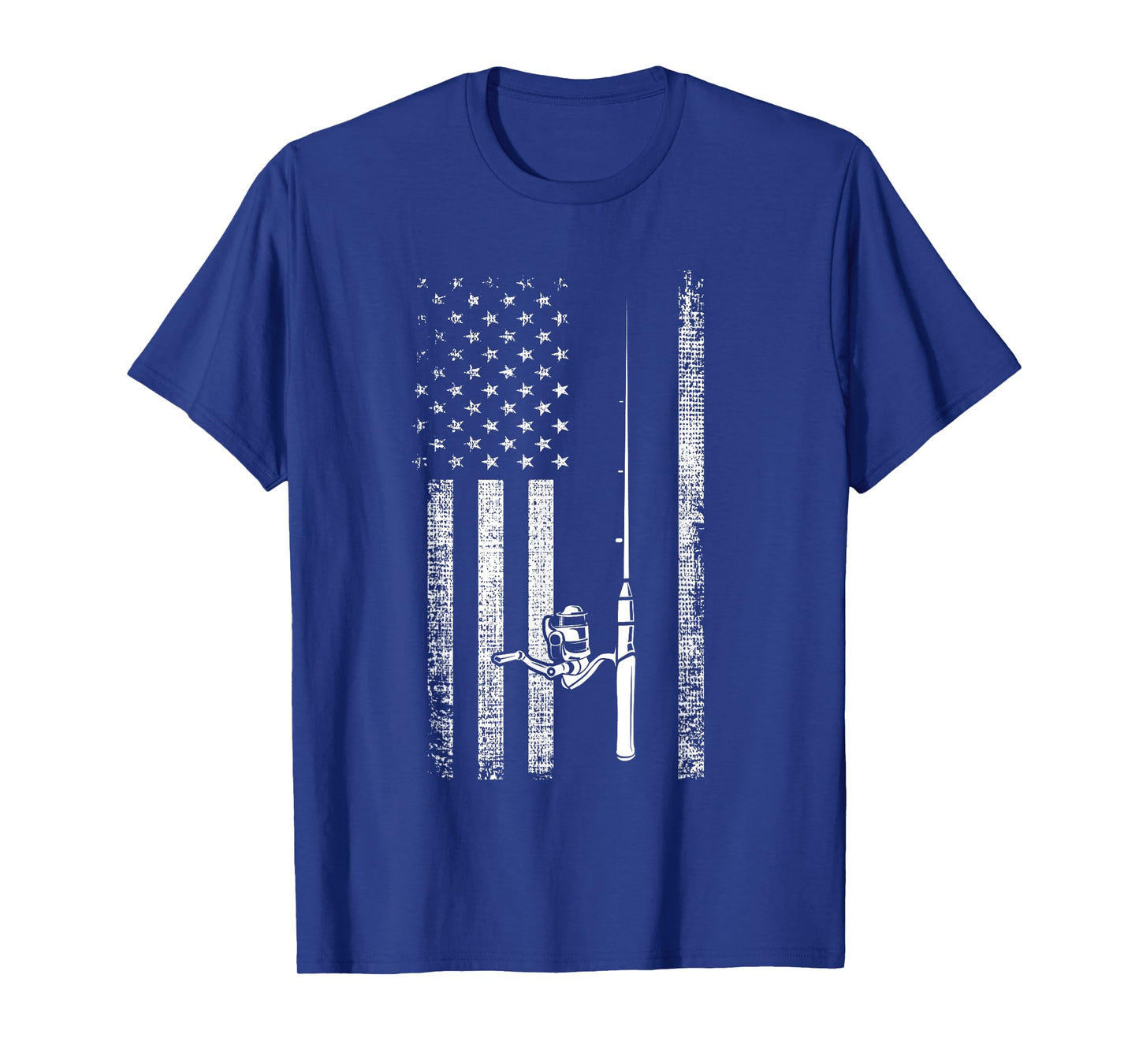 Patriotic American Men Fisherman Hobby USA Flag Fishing T-Shirt