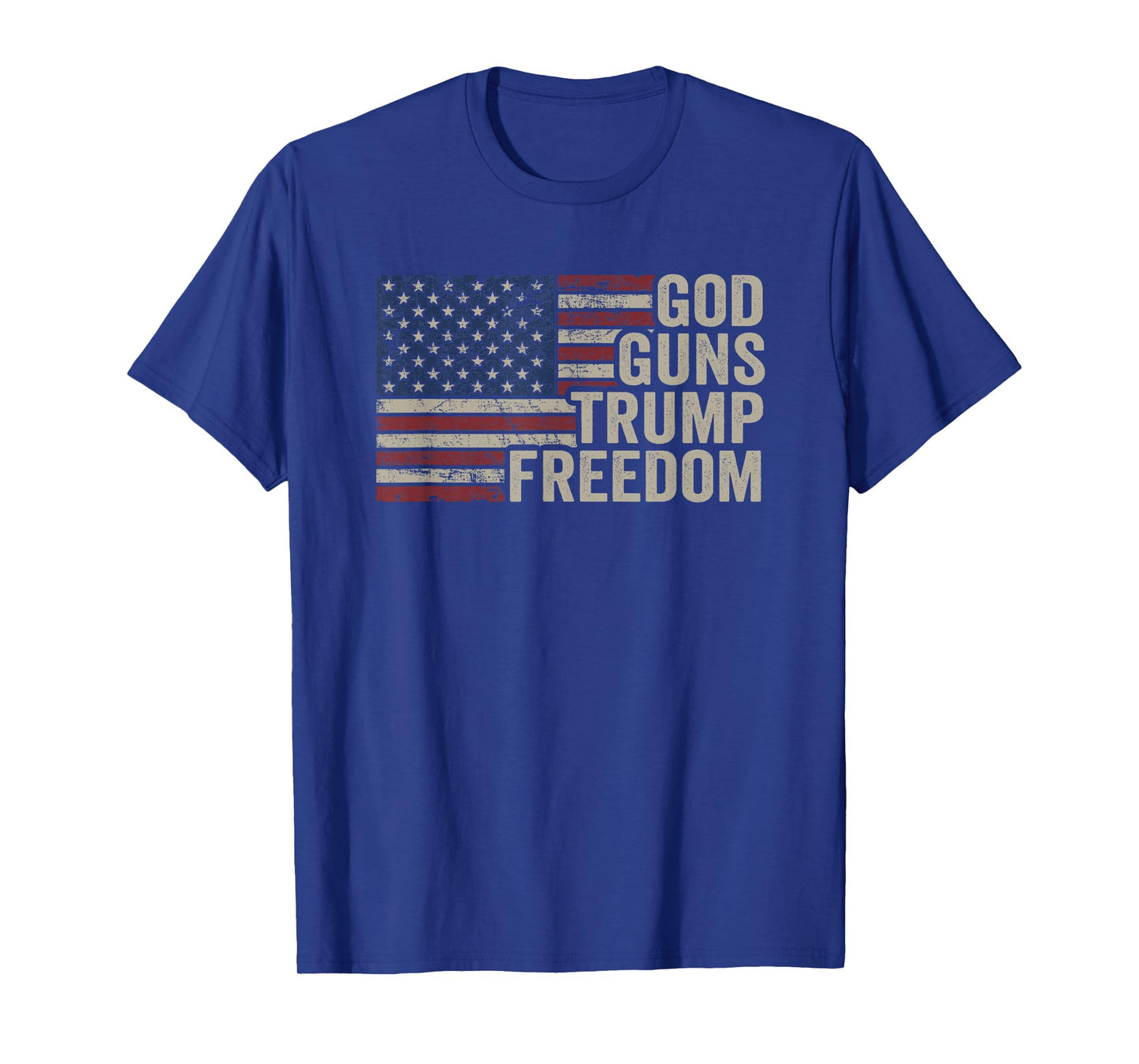God Guns Trump Freedom - Pro Gun USA Flag Funny Christian T-Shirt for Women Men