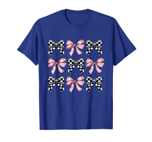 Pink Bows Cute Coquette Checkered Bow y2k Girl Aesthetic T-Shirt