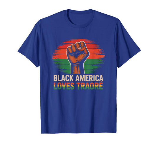 Black America Loves Traore' - Captain Ibrahim Traore T-Shirt