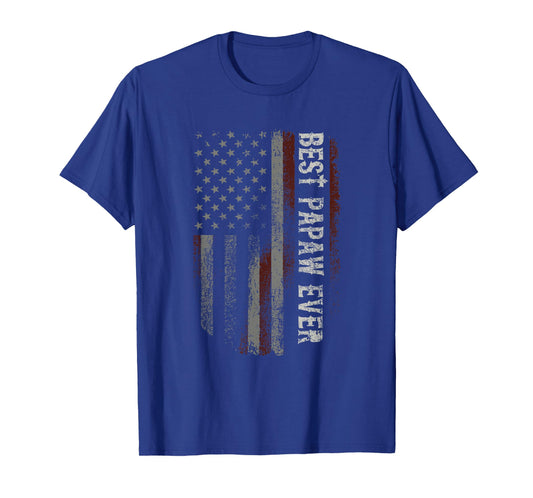 Best Papaw Ever American Flag Vintage Grandpa Fathers Day Women Men T-Shirt
