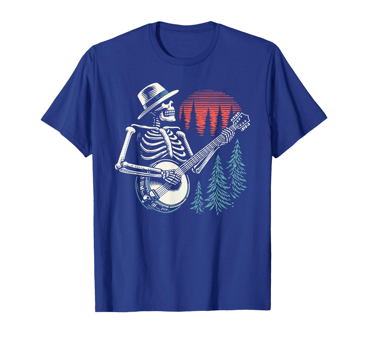 Minimalist Skeleton Skull Banjo Player T-Shirt