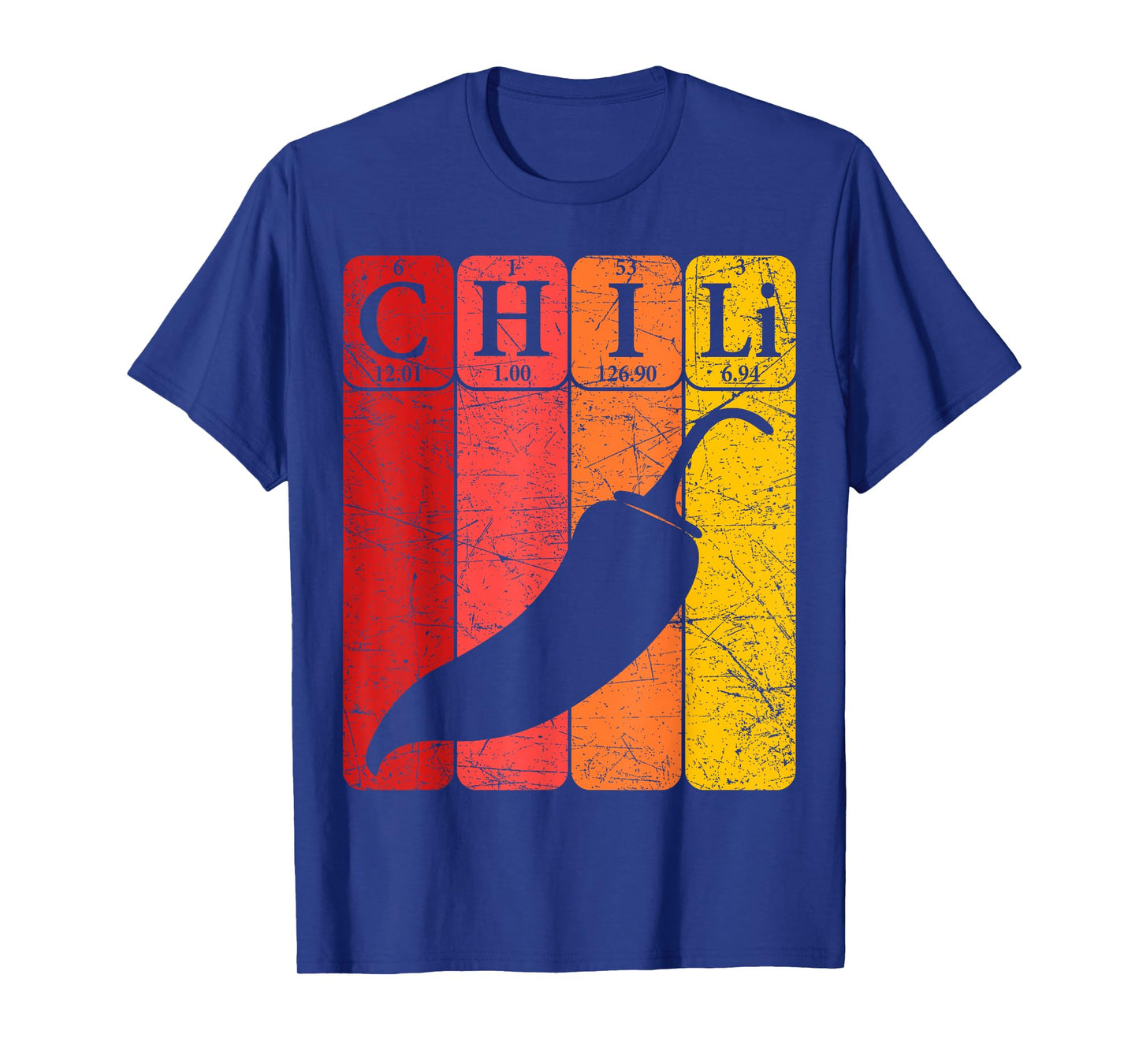 Chili Periodic Table Elements Chili Pepper Spicy Food Retro T-Shirt
