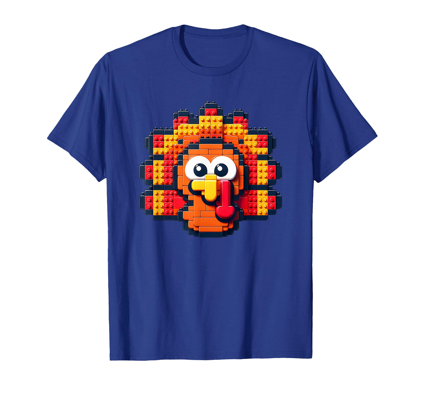 Thanksgiving Building Brick Turkey Face Master Builder Boys T-Shirt
