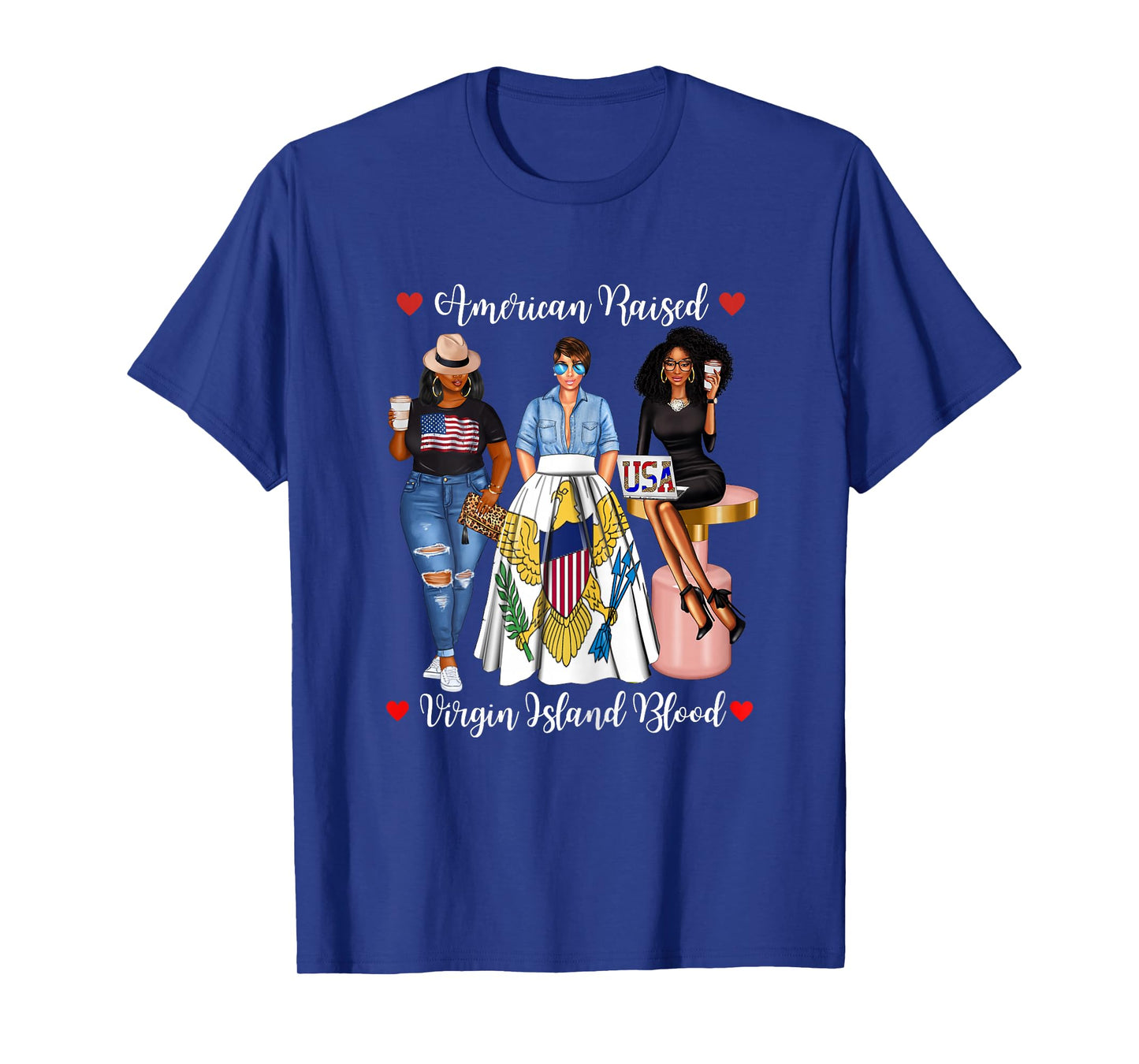 Half USA Virgin Islands Half American Raised in Raised Afro T-Shirt