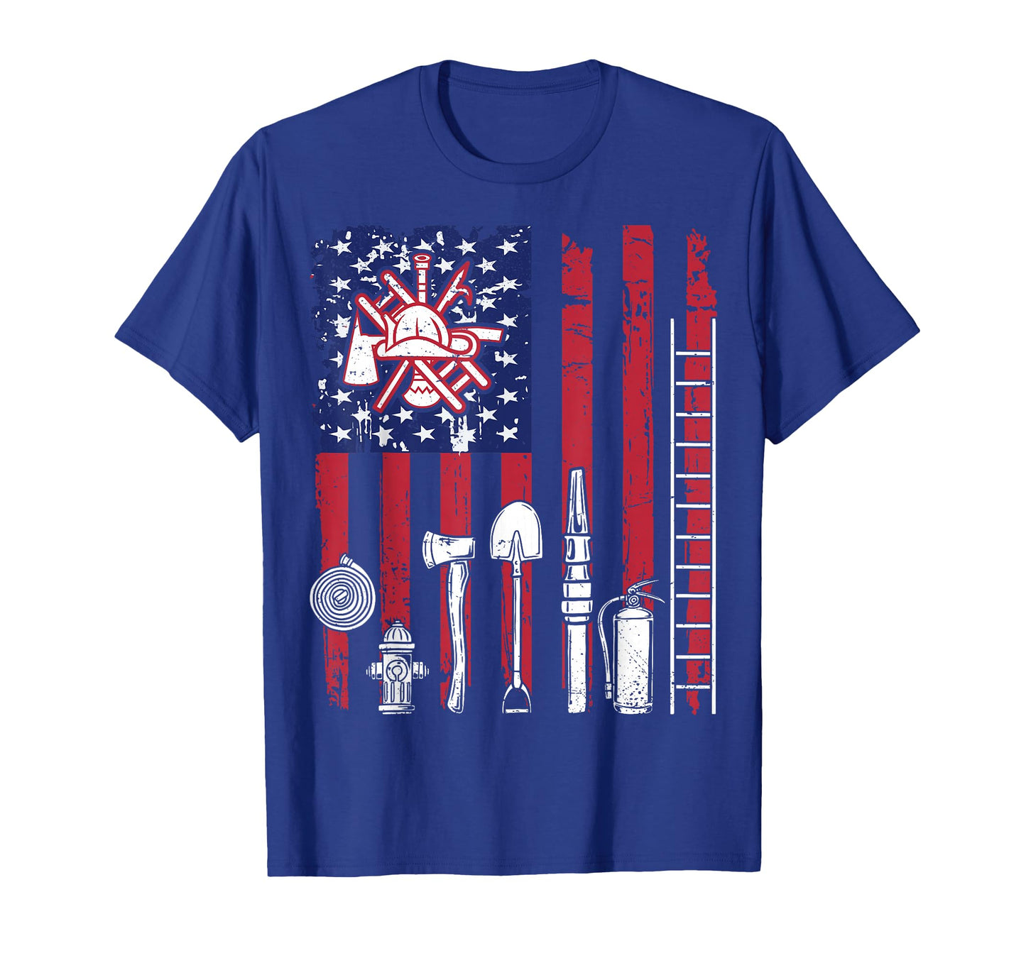 Fireman USA Flag Firefighter Fire Truck Firemen Fire Rescuer T-Shirt