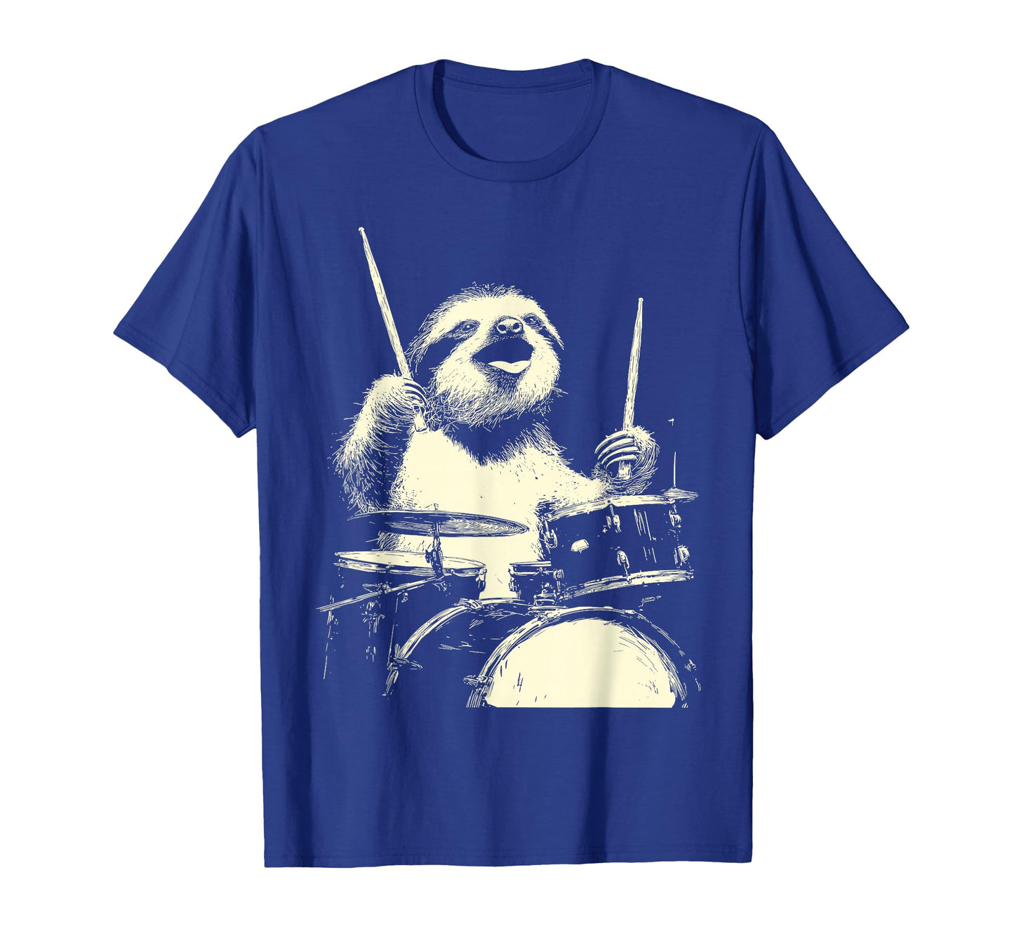 Cute Sloth Playing Drums Funny Music Drummer T-Shirt